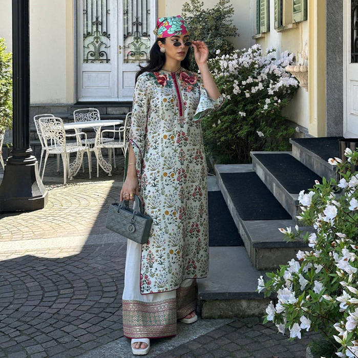 Picture of Zara in our GARDENIA Ensemble